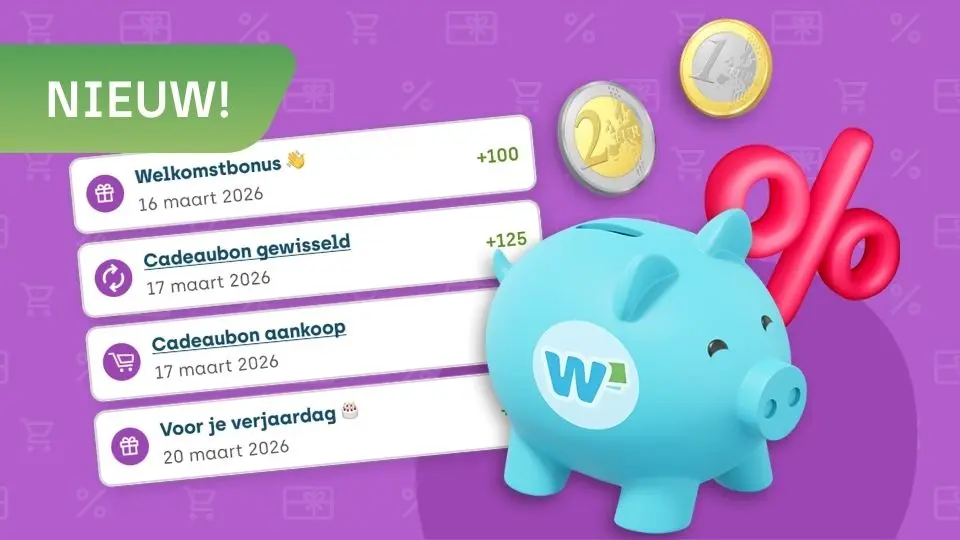 Nieuw: Wisselsparen. Spaar bij elke koop en verkoop van een cadeaubon.